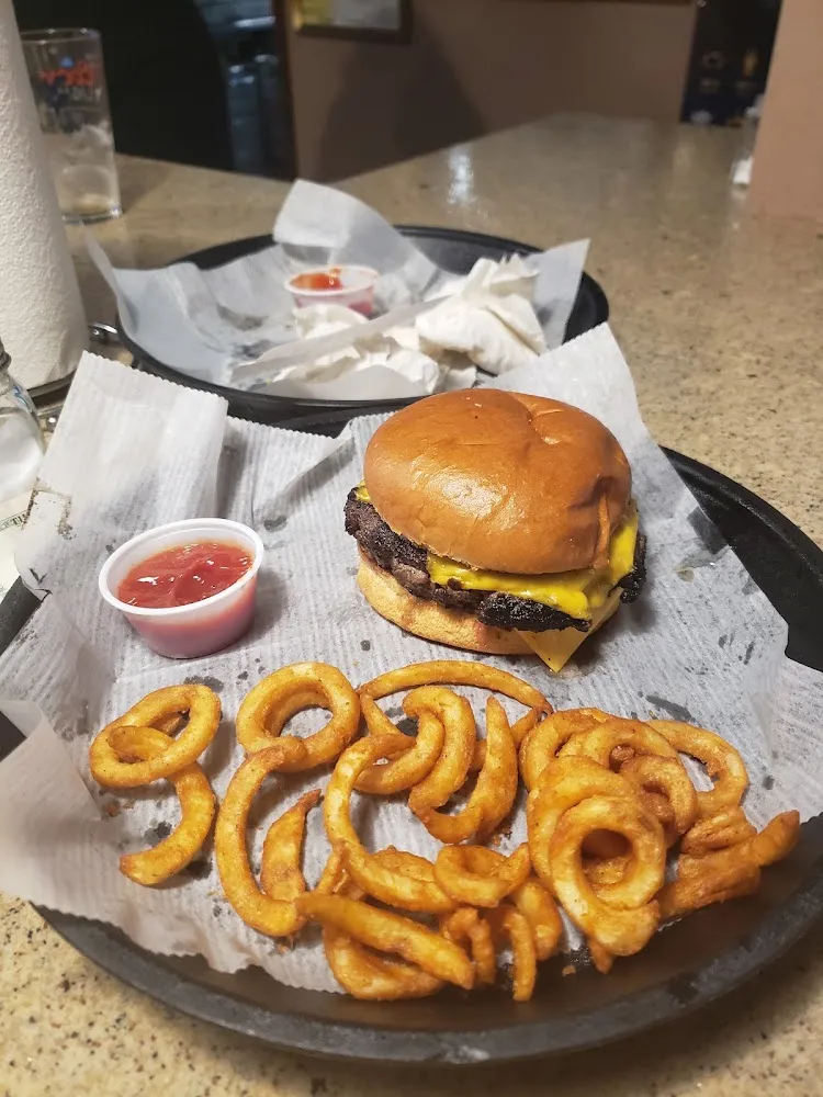 Cheese Burger with Curly Fries